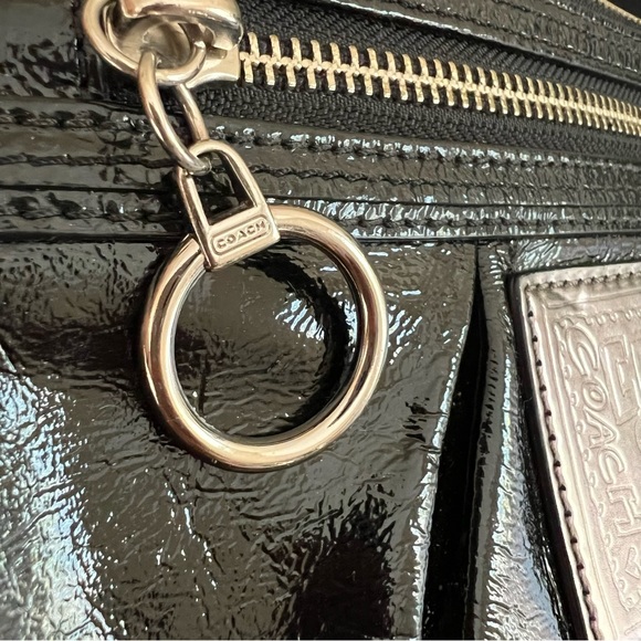 Coach Poppy Black Glossy Patent Leather Small Messenger Crossbody Bag Purse - Picture 6 of 8